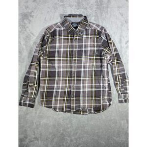 Eddie Bauer Shirt Mens Medium Flannel Button Down Long Sleeve Brown‎ Gray Cotton